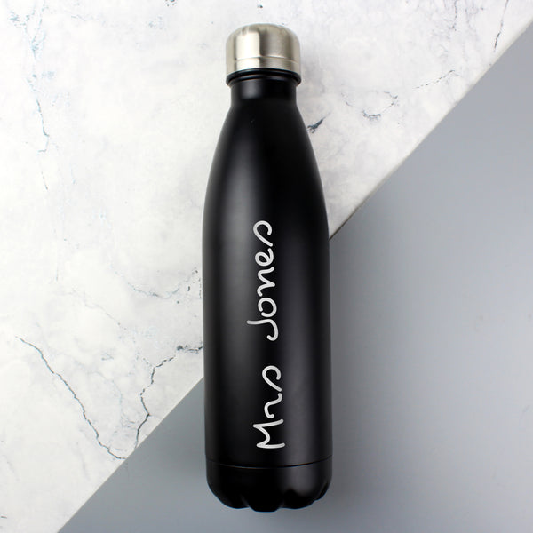 Buy Personalised Name Only Island Black Metal Insulated Drinks Bottle at www.giftsfinder.co.uk