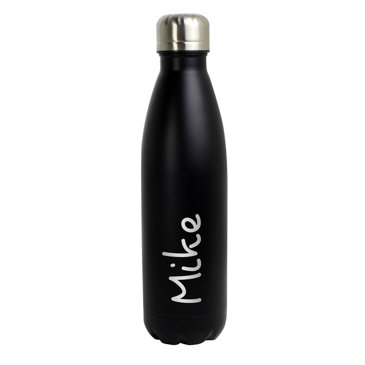 Buy Personalised Name Only Island Black Metal Insulated Drinks Bottle at www.giftsfinder.co.uk