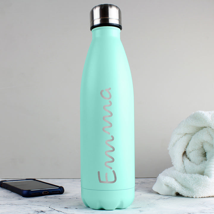 Buy Personalised Name Only Island Mint Green Metal Insulated Drinks Bottle at www.giftsfinder.co.uk