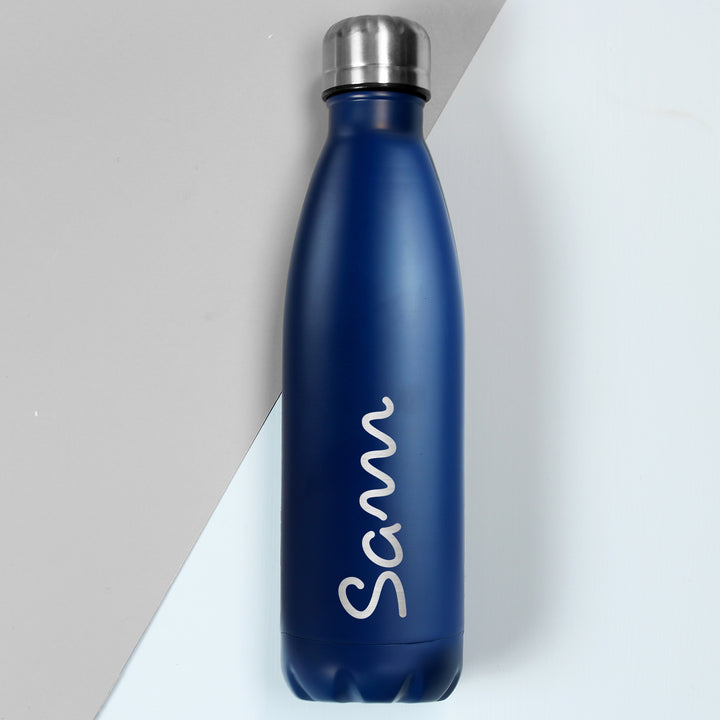 Personalised Name Only Island Blue Metal Insulated Drinks Bottle - part of the Gifts Finder Personalised Drinks Bottles collection