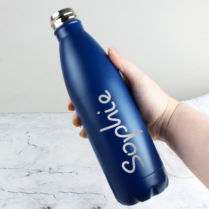 Personalised Name Only Island Blue Metal Insulated Drinks Bottle - part of the Gifts Finder Personalised Drinks Bottles collection