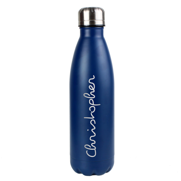 Personalised Name Only Island Blue Metal Insulated Drinks Bottle - part of the Gifts Finder Personalised Drinks Bottles collection