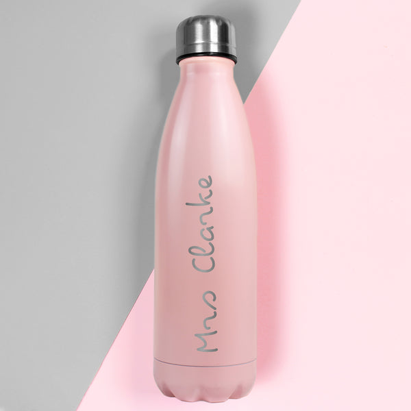 Buy Personalised Name Only Island Pink Metal Insulated Drinks Bottle at www.giftsfinder.co.uk