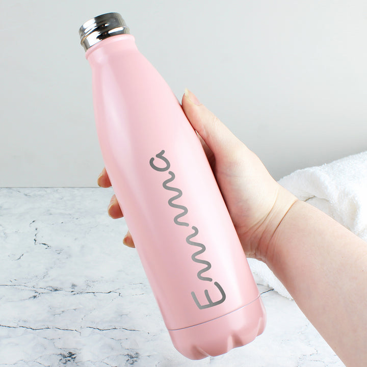 Personalised Name Only Island Pink Metal Insulated Drinks Bottle - part of the Gifts Finder Personalised Drinks Bottles collection