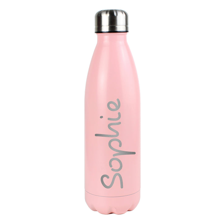 Personalised Name Only Island Pink Metal Insulated Drinks Bottle - part of the Gifts Finder Personalised Drinks Bottles collection