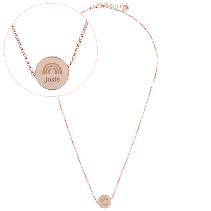 Personalised Rainbow Rose Gold Tone Disc Necklace in gift category Necklaces