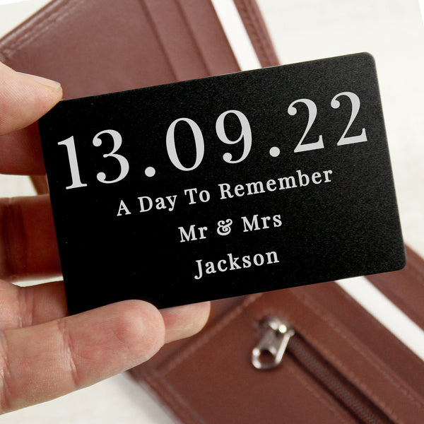 Buy Personalised Large Date Black Wallet Card available now at www.giftsfinder.co.uk