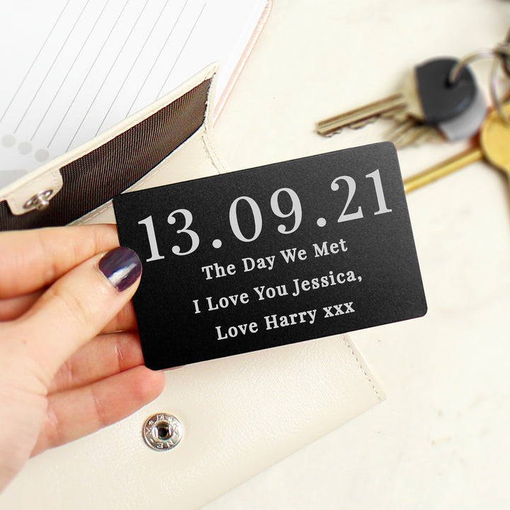 Buy Personalised Large Date Black Wallet Card available now at www.giftsfinder.co.uk