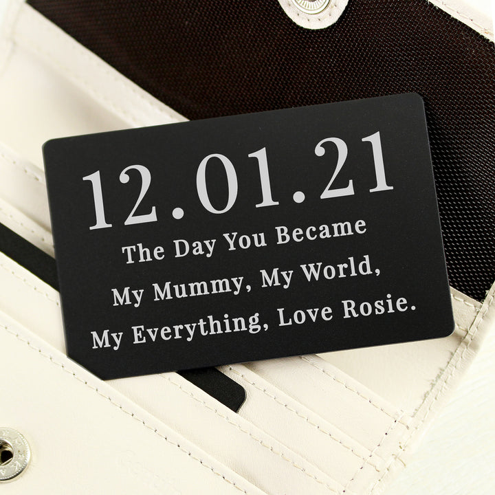 Buy Personalised Large Date Black Wallet Card available now at www.giftsfinder.co.uk