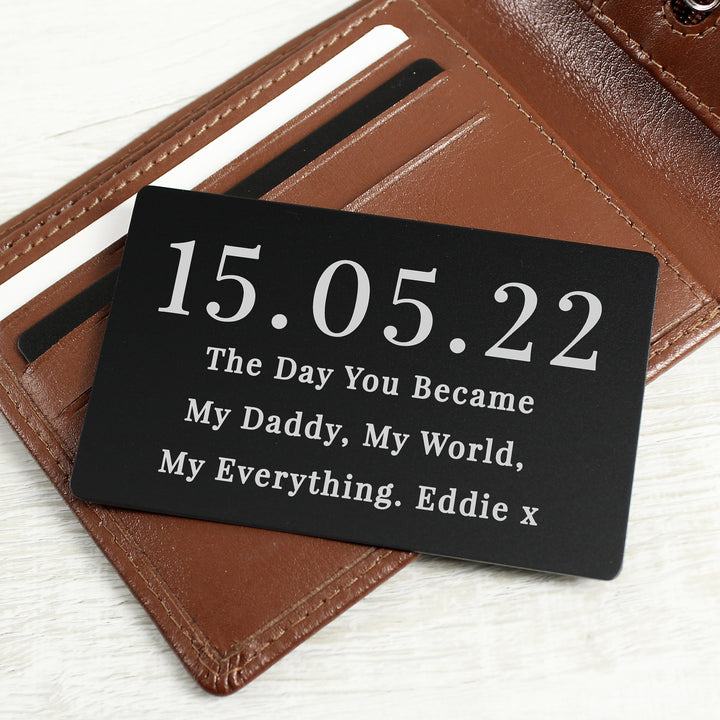 Buy Personalised Large Date Black Wallet Card available now at www.giftsfinder.co.uk