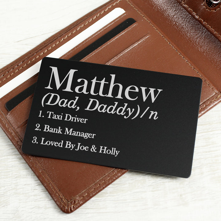 Buy Personalised Definition Black Wallet Card available now at www.giftsfinder.co.uk