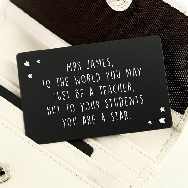 Personalised Star Black Wallet Card in gift category Personalised Mens Wallets