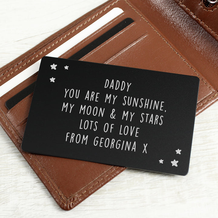 Personalised Star Black Wallet Card - part of the Gifts Finder Personalised Mens Wallets collection