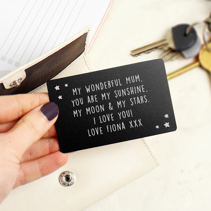 Personalised Star Black Wallet Card - part of the Gifts Finder Personalised Mens Wallets collection