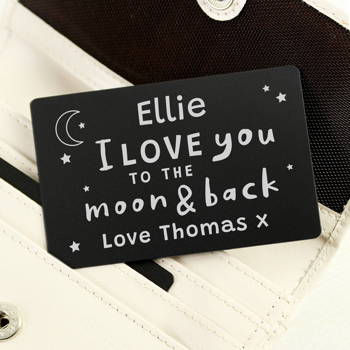 Personalised To The Moon & Back Black Wallet Card - part of the Gifts Finder Personalised Mens Wallets collection