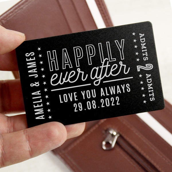 Buy Personalised Happily Ever After Black Wallet Card available now at www.giftsfinder.co.uk