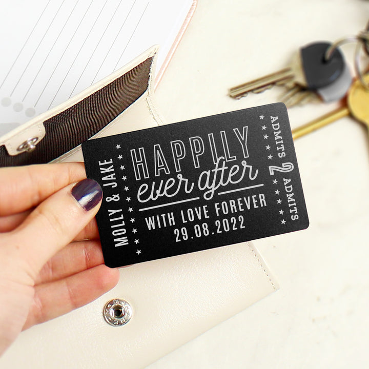 Personalised Happily Ever After Black Wallet Card - part of the Gifts Finder Personalised Valentine's Day Cards collection