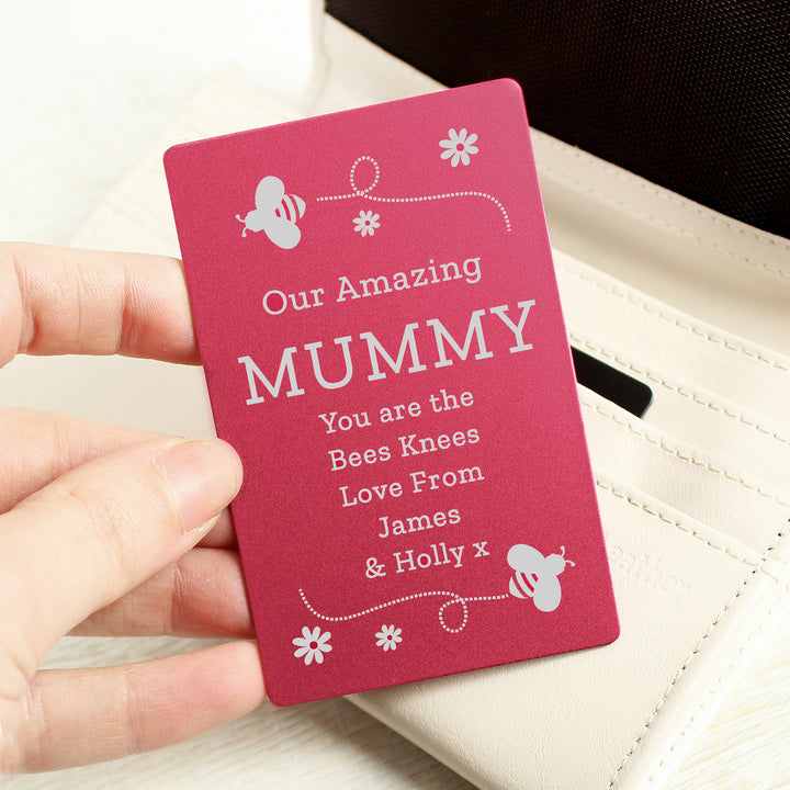 Buy Personalised Bee Cerise Wallet Card available now at www.giftsfinder.co.uk