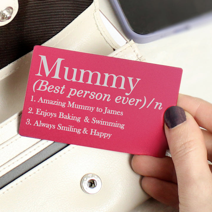 Personalised Definition Cerise Wallet Card - part of the Gifts Finder Personalised Mens Wallets collection