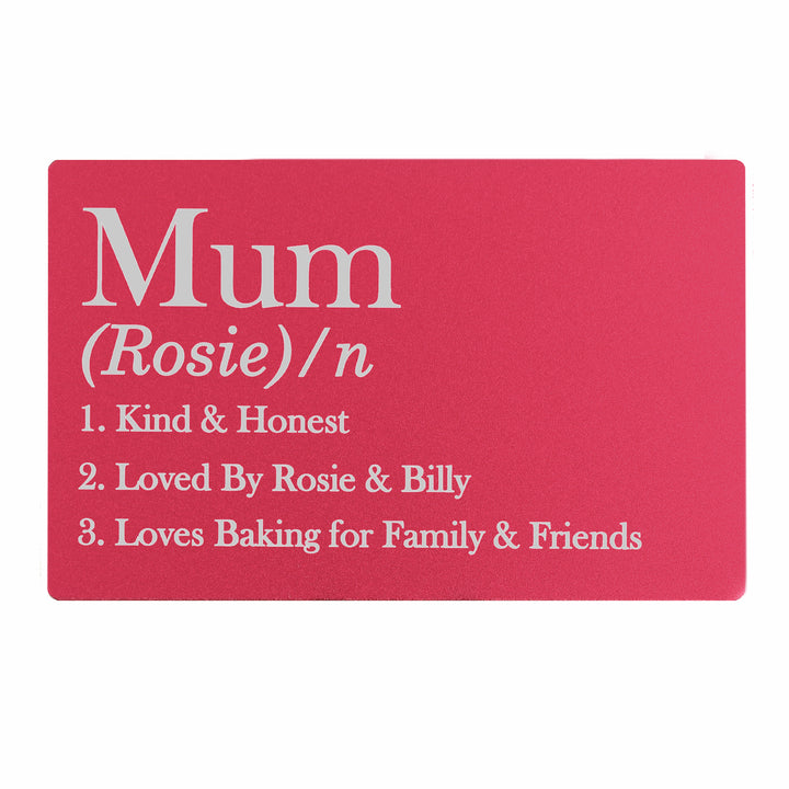 Personalised Definition Cerise Wallet Card - part of the Gifts Finder Personalised Mens Wallets collection