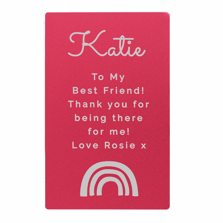 Personalised Rainbow Cerise Wallet Card in gift category Personalised Mens Wallets