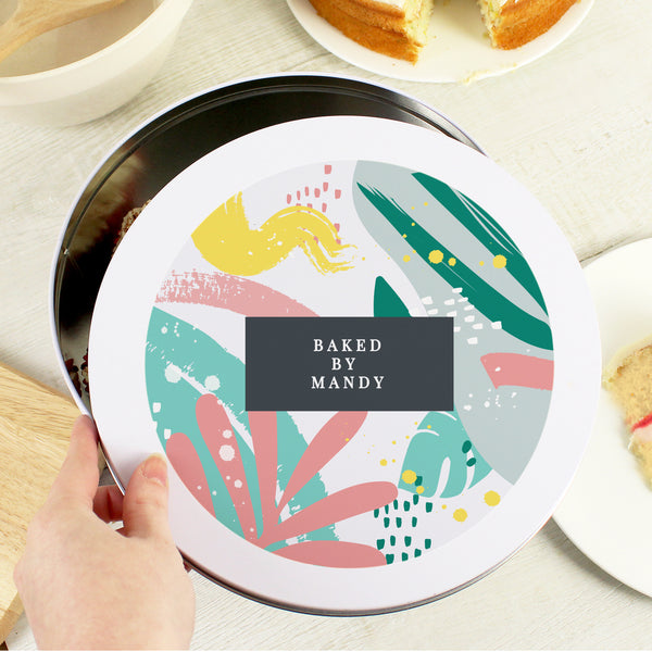 Buy Personalised Abstract Design Cake Tin available now at www.giftsfinder.co.uk