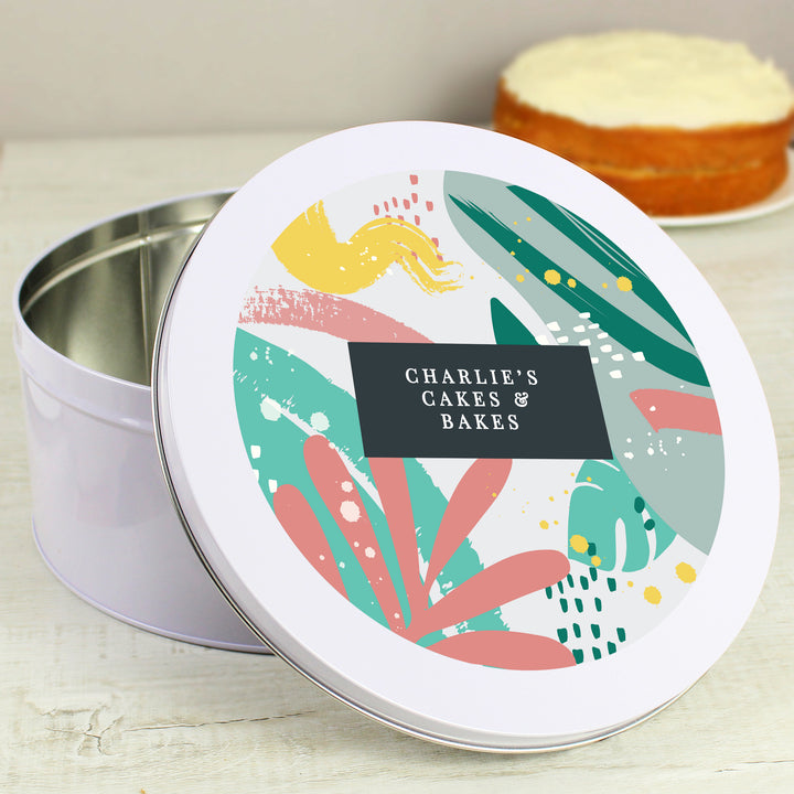 Buy Personalised Abstract Design Cake Tin available now at www.giftsfinder.co.uk