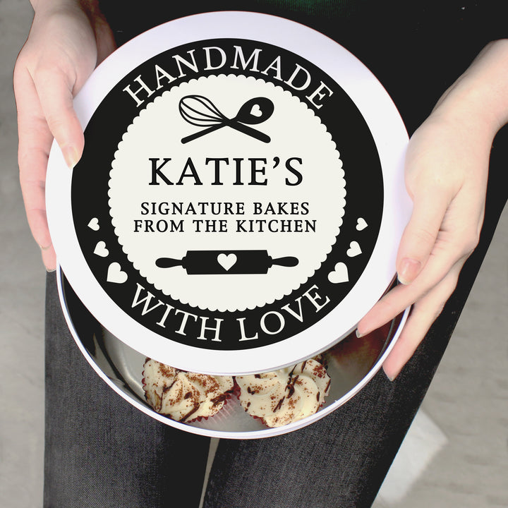 Buy Personalised Handmade With Love Cake Tin available now at www.giftsfinder.co.uk