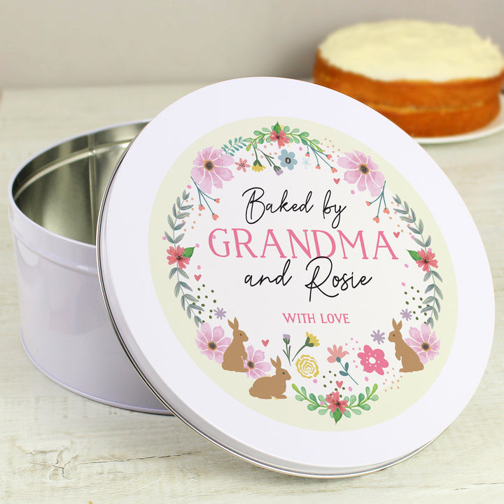 Personalised Springtime Cake Tin in gift category Personalised Cake Tins