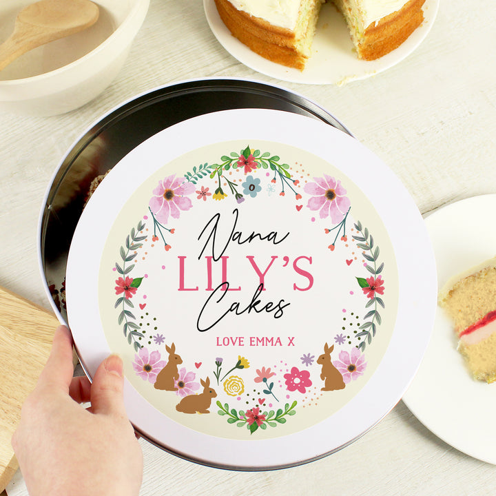 Personalised Springtime Cake Tin in gift category Personalised Cake Tins