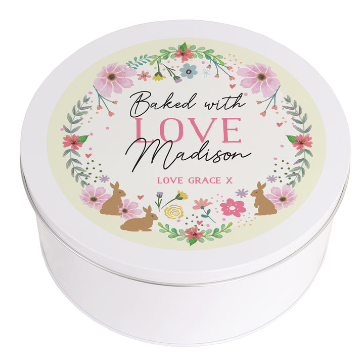 Personalised Springtime Cake Tin in gift category Personalised Cake Tins