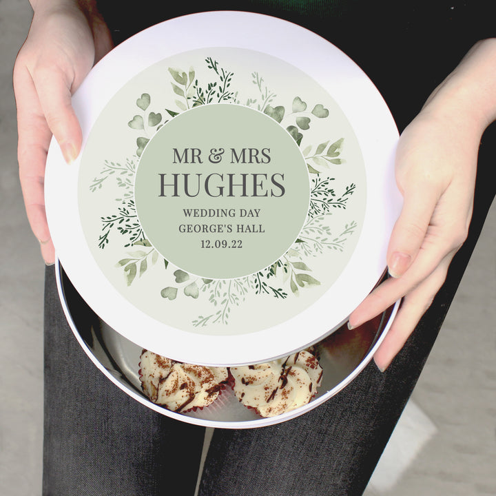 Buy Personalised Botanical Cake Tin available now at www.giftsfinder.co.uk