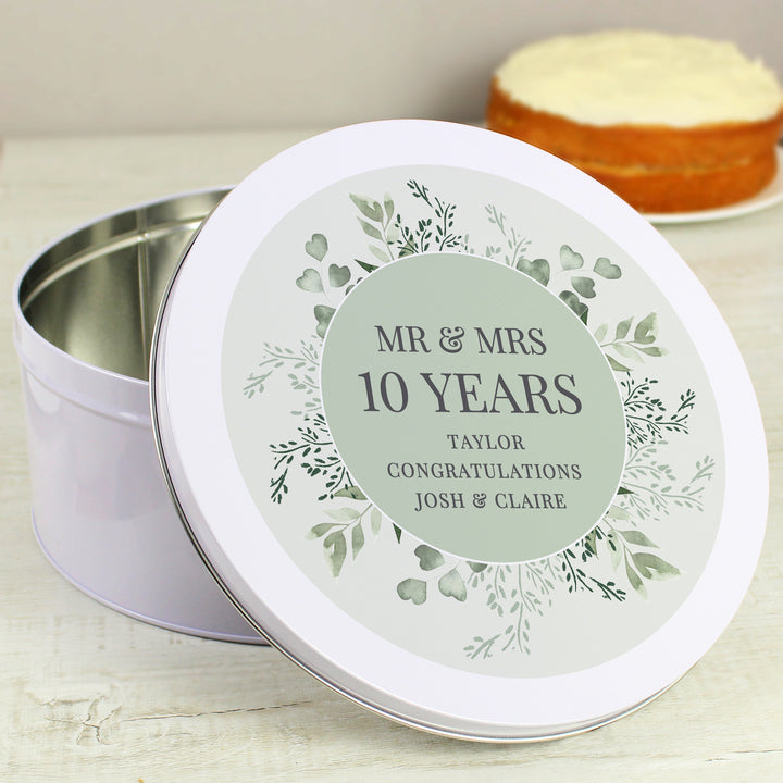 Buy Personalised Botanical Cake Tin available now at www.giftsfinder.co.uk