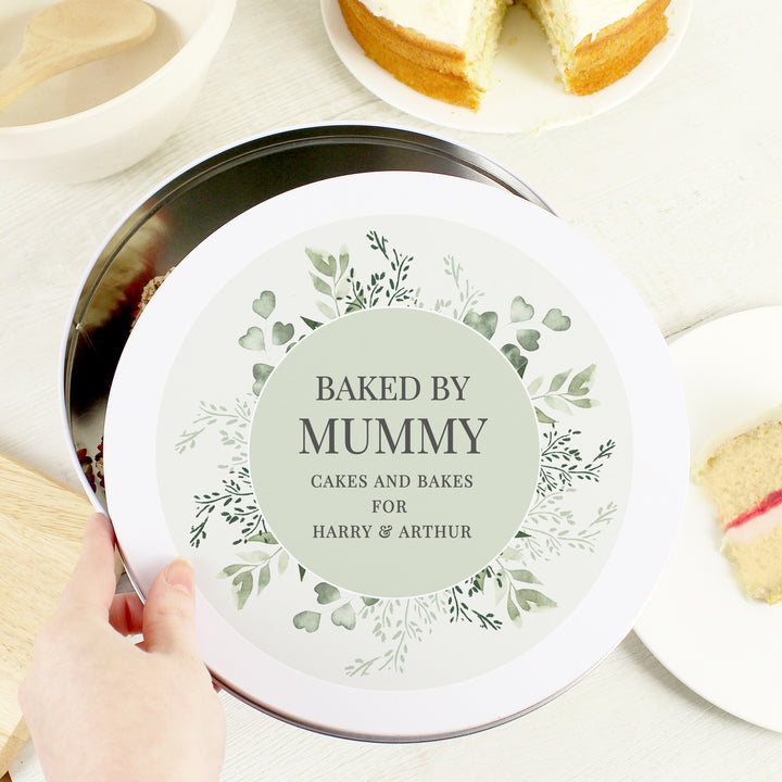 Buy Personalised Botanical Cake Tin available now at www.giftsfinder.co.uk