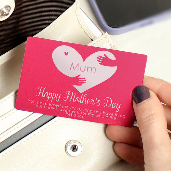 Buy Personalised Pocket Hug Cerise Wallet Card at www.giftsfinder.co.uk