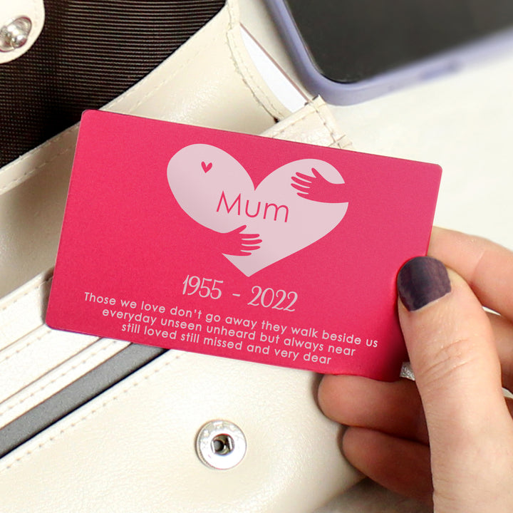 Personalised Pocket Hug Cerise Wallet Card - part of the Gifts Finder Personalised Wallet Cards collection