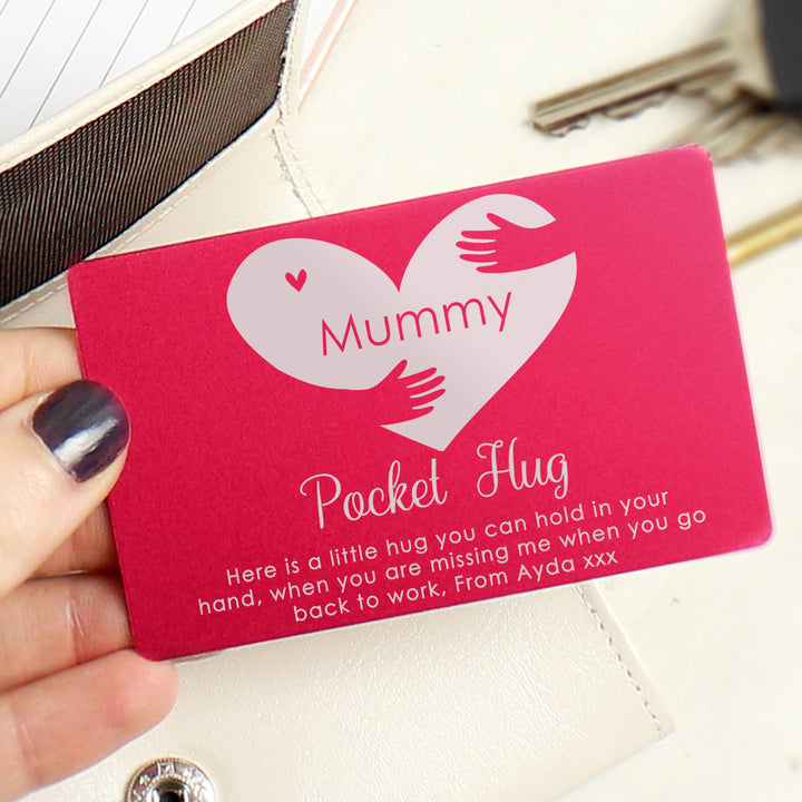 Personalised Pocket Hug Cerise Wallet Card - part of the Gifts Finder Personalised Wallet Cards collection