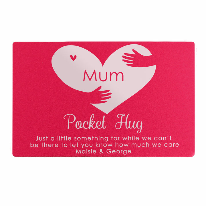 Personalised Pocket Hug Cerise Wallet Card - part of the Gifts Finder Personalised Wallet Cards collection