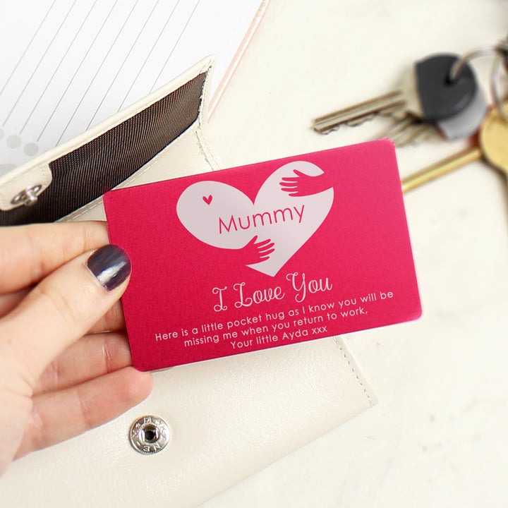 Personalised Pocket Hug Cerise Wallet Card - part of the Gifts Finder Personalised Wallet Cards collection