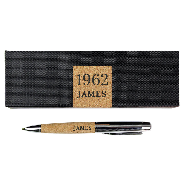 Buy Personalised Large Date & Name Cork Pen Set available now at www.giftsfinder.co.uk