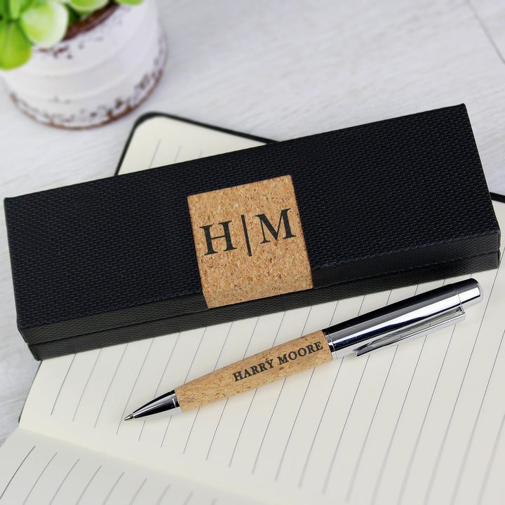 Buy Personalised Initial & Name Cork Pen Set available now at www.giftsfinder.co.uk