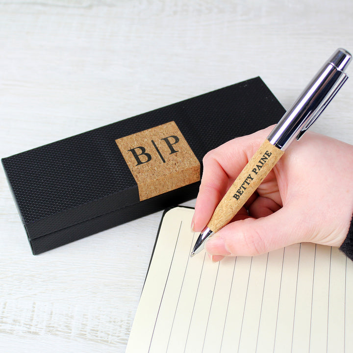 Buy Personalised Initial & Name Cork Pen Set available now at www.giftsfinder.co.uk