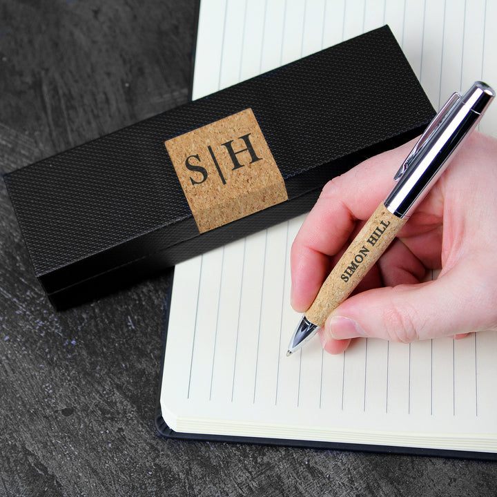 Buy Personalised Initial & Name Cork Pen Set available now at www.giftsfinder.co.uk