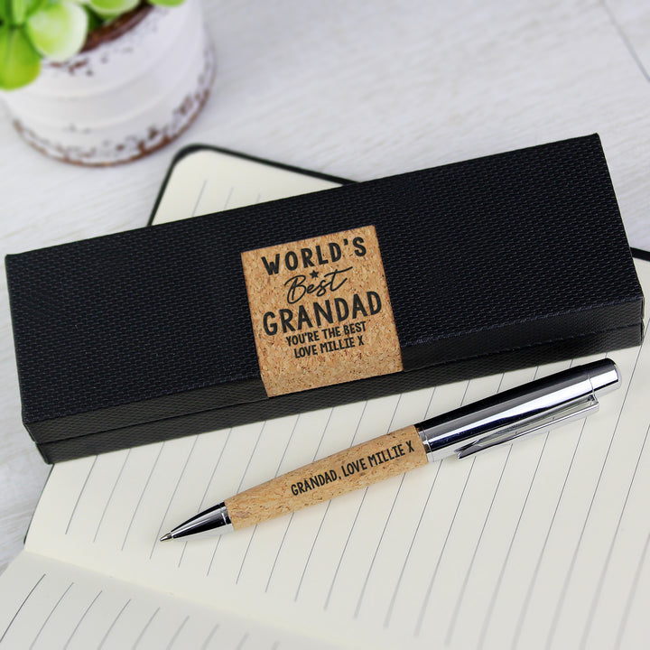 Personalised Worlds Best Cork Pen Set in gift category Personalised Pen & Pencil Gifts