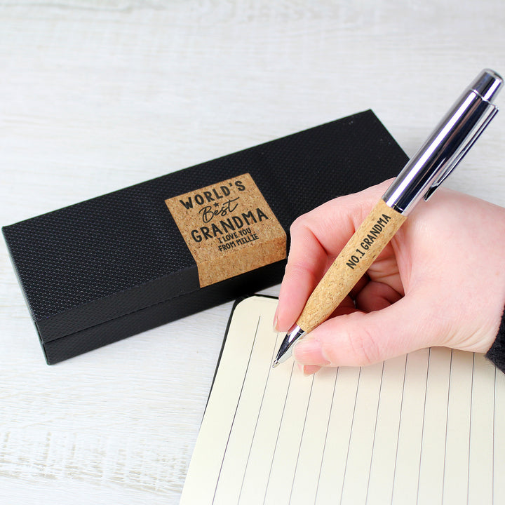 Personalised Worlds Best Cork Pen Set in gift category Personalised Pen & Pencil Gifts