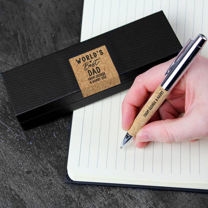 Personalised Worlds Best Cork Pen Set in gift category Personalised Pen & Pencil Gifts