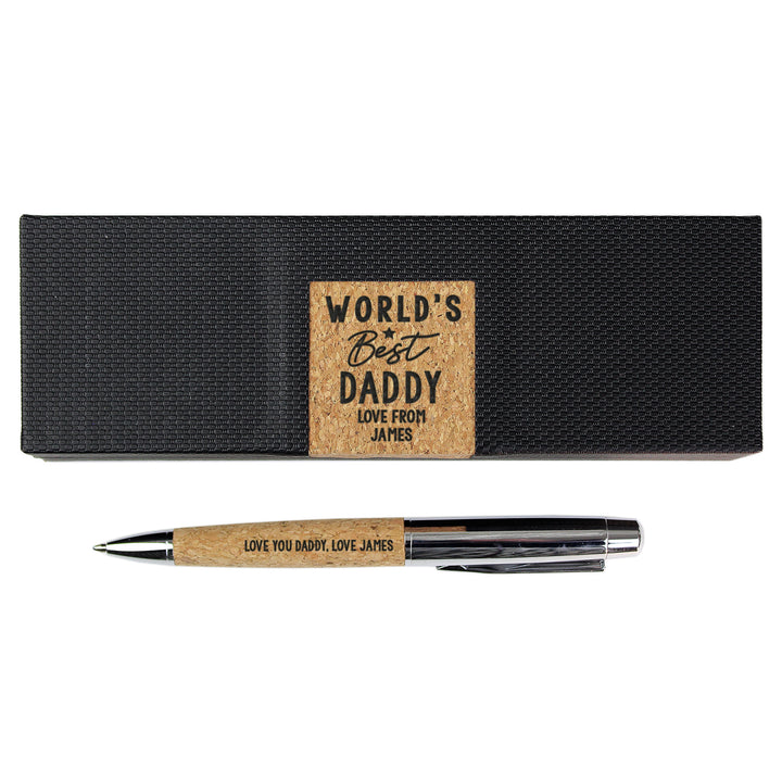 Personalised Worlds Best Cork Pen Set in gift category Personalised Pen & Pencil Gifts