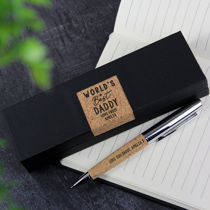 Personalised Worlds Best Cork Pen Set in gift category Personalised Pen & Pencil Gifts