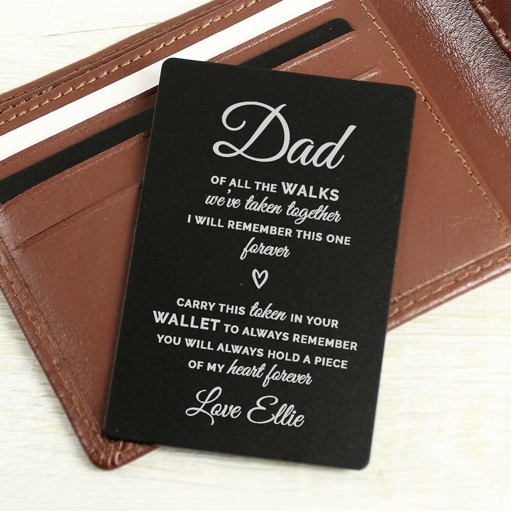 Buy Personalised Of All The Walks Black Wallet Card at www.giftsfinder.co.uk