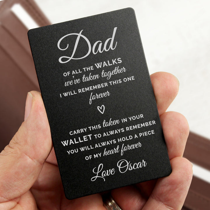 Buy Personalised Of All The Walks Black Wallet Card at www.giftsfinder.co.uk